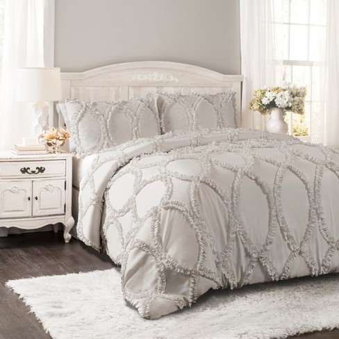 King 3pc Avon Comforter Set Light Gray - Lush Décor : Target