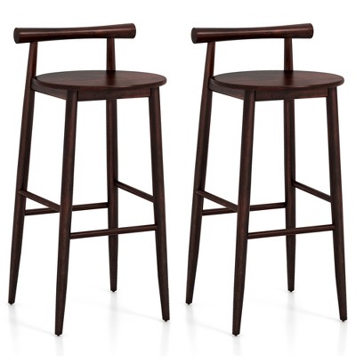Tangkula Bar Height Stools Set of 2 Bar Chair w/ Acacia Wood Frame Supporting Legs