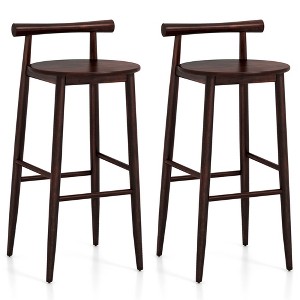 Tangkula Bar Height Stools Set of 2 Bar Chair w/ Acacia Wood Frame Supporting Legs - 1 of 4