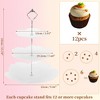 Unique Bargains 3 Tier Dessert Cupcake Stand Flower Shape Cup Cake Holder Tower White Silver Tone - 2 of 4