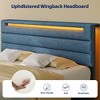 GREENSTELL Twin Bed Frame with Upholstered Headboard  and Charging Station & LED Lights Wood - 3 of 4