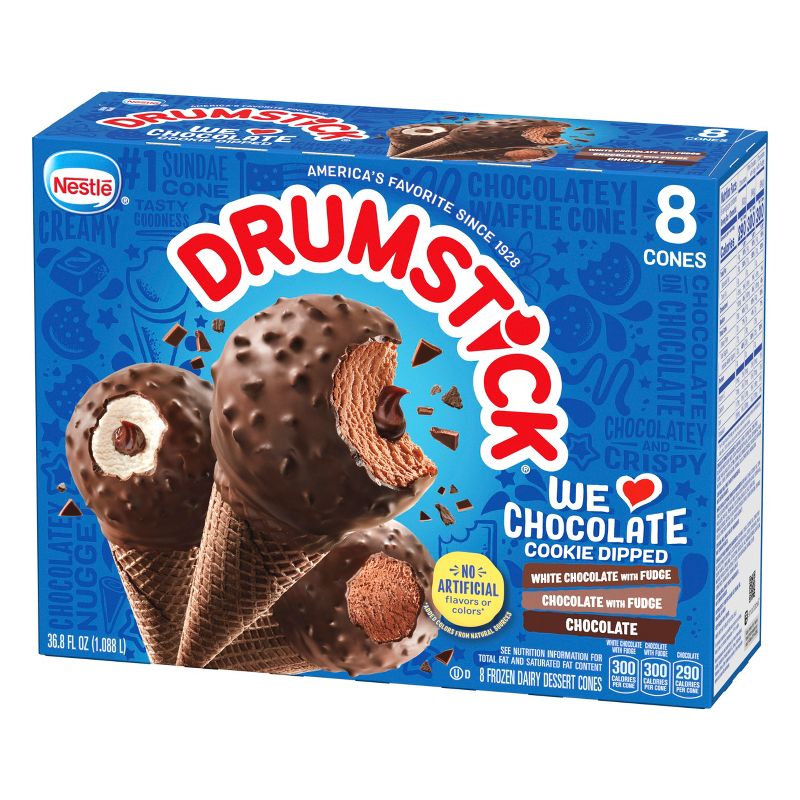 Nestle We Love Chocolate Cookie Frozen Dipped Drumstick - 8ct, 5 of 14
