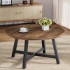 Round Coffee Table 36" Center Table,Large Coffee Table Industrial Accent Tables with Adjustable Feet, Living Room Tables - 3 of 4