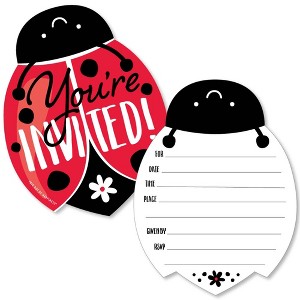 Big Dot of Happiness Happy Little Ladybug - Shaped Fill-in Invitations - Baby Shower or Birthday Party Invitation Cards with Envelopes - Set of 12 - 1 of 4