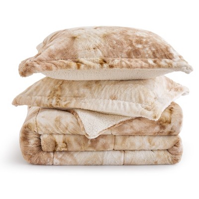 Beige Queen Reversible Down Alternative Microfiber Comforter Set