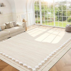 Garvee Washable Rugs for Living Room Bedroom Modern Solid Area Rug Low Pile Non Slip Bordered Print Rug - 1 of 4