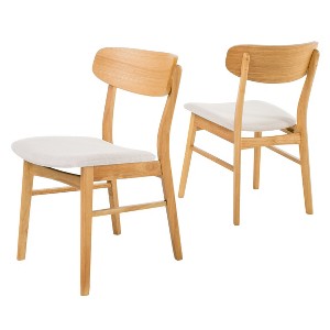 Lucious Dining Chair - Oak Finish/Light Beige (Set of 2) - Christopher Knight Home, Light Beige/Brown