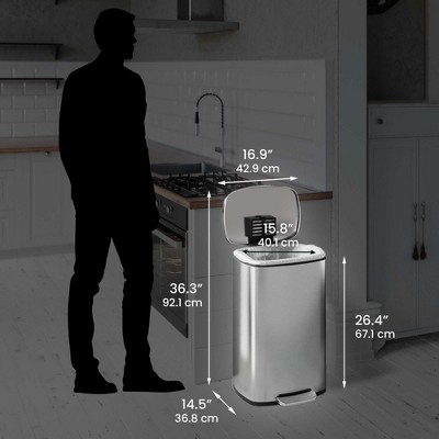 Stainless Steel Fingerprint Resistant Step Trash Can Combo Set