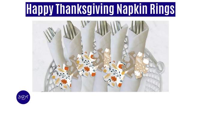 Big Dot of Happiness Happy Thanksgiving - Fall Harvest Party Paper Napkin Holder - Napkin Rings - Set of 24, 2 of 10, play video
