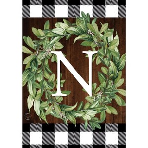 Wreath Monogram N Everyday Garden Flag 18" x 12.5" Briarwood Lane - 1 of 4