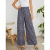 Women's Wide Leg Pants Casual Palazzo Flowy Pants Elastic High Waist Lounge Drawstring Long Trousers - 4 of 4