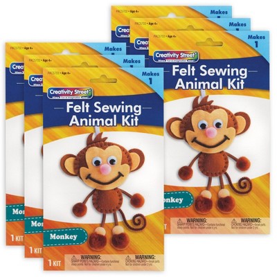 Creativity Street® Felt Sewing Animal Kit, Monkey, 6.5" x 10.5" x 1", 6 Kits