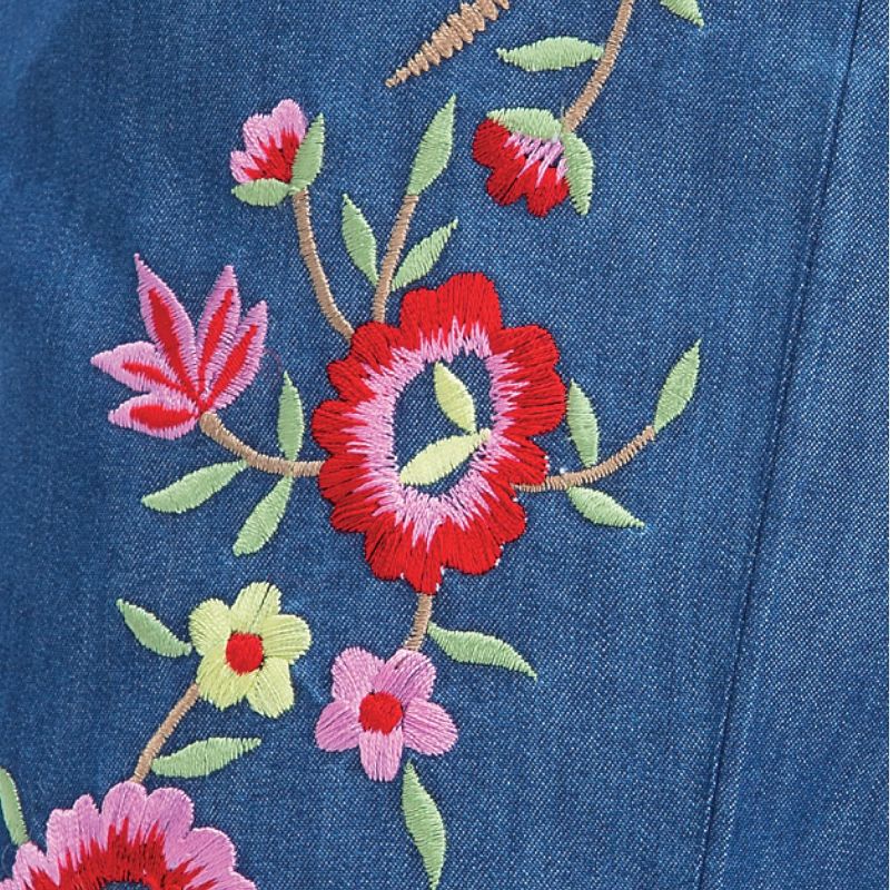 Collections Etc Embroidered Denim Capri Pants, 3 of 6