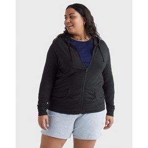 Hanes Just My Size Women's Full-Zip Slub Hoodie (Plus Size) - 1 of 4
