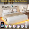 Floating Bed Frame with LED Lights & Charging Station, Upholstered Beds with Storage Headboard & Shelves, Metal Slats, No Box Spring Needed - 4 of 4