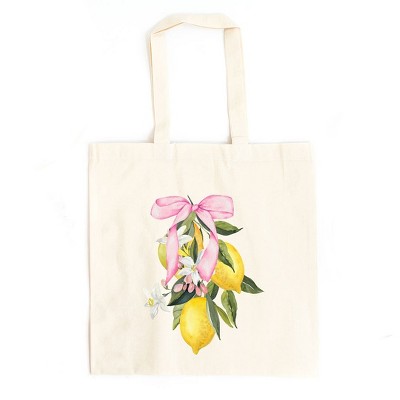 City Creek Prints Coquette Lemon Bundle Canvas Tote Bag - 15x16 - Natural