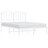 vidaXL Queen Metal Bed Frame with Headboard, Sturdy Steel, White, No Mattress - 2 of 4