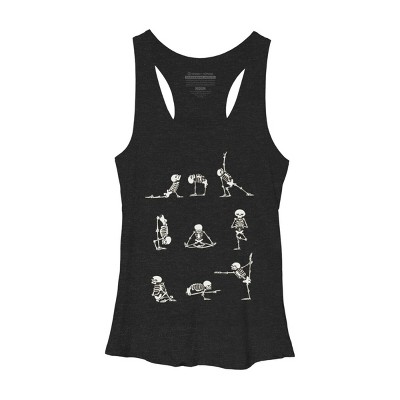 Women's Design By Humans Skeleton Yoga By huebucket Racerback Tank Top