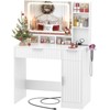 Aheaplus Vanity Desk with Mirror and Lights, Wooden Dressing Table with Storage - 4 of 4