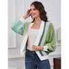KOJOOIN Women's Color Block Open Front Long Sleeve Casual Cardigan Sweater Ribbed Knit Cropped Cardigan Sweaters - 2 of 4