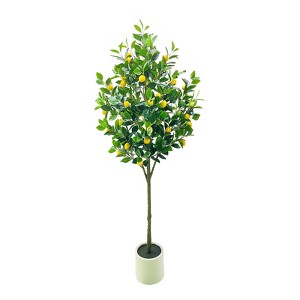 Artificial Lemon Tree, 5FT Faux Planter Potted Fake Tree, Fake Lemon Plant in Pot for Home Living Room Office, Indoor Lemon Decorations - 1 of 4