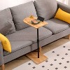 KTMBDW Couch Tray Table Bamboo Height Adjustable Side Table for Sofa C-shaped Oval End Tables with Slots for Living Room , Bedroom,Natural - 3 of 4