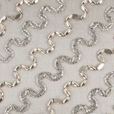 12" x 12" Silver and Light Gray Hand-Beaded Cotton Throw Pillow