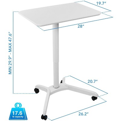White Adjustable Height Mobile Laptop Cart with Cup Holder