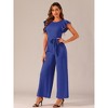 Allegra K Women's Sleeveless Ruffle High Waist Wide Legs Belted Jumpsuits - 4 of 4