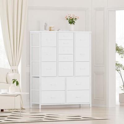 15-Drawer Tall Dresser with Fabric, Sturdy Metal Frame Chest for Bedroom, Hallway and Entryway Storage Organizer