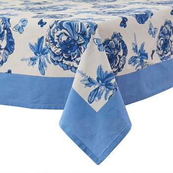 Patricia Heaton Home Blue Florals And Flitters Tablecloth 54" X 54"
