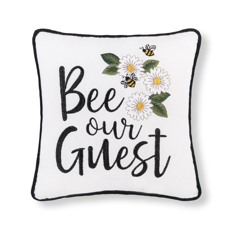C&F Home 10" x 10" Bee Our Guest Embroidered Throw Pillow, 1 of 5