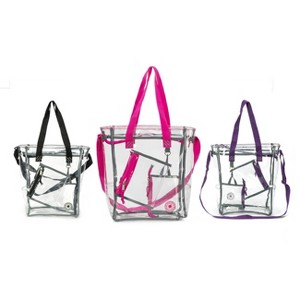 K-Cliffs Clear Tote See Through Messenger Work Bag Zippered Shoulder Bag Bookbag with Cell Phone Pouch & Coin Pouch - 1 of 4