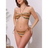 INSPIRE CHIC Women's Colorblock Stripes Ripple Halter Bikini Sets, Tie Back Top Triangle Bottom Swimwear Bathing Suits 1 Set - 2 of 4