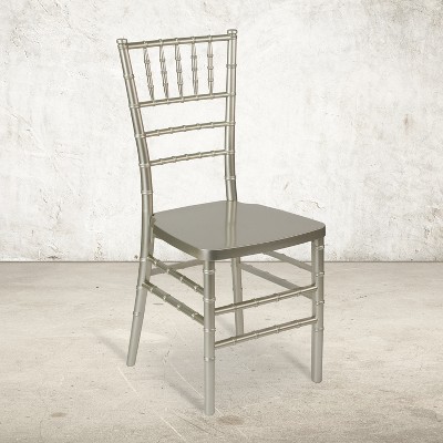 Silver Plastic Armless Chiavari Stacking Chair