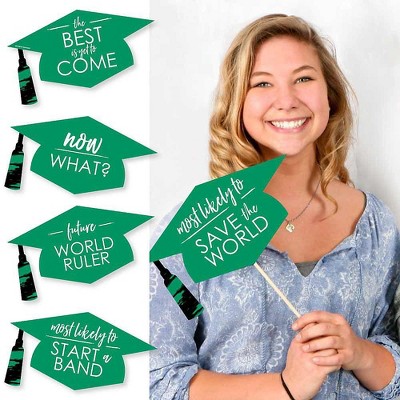 Big Dot of Happiness Hilarious Green Grad - Best is Yet to Come - Green Graduation Party Photo Booth Props Kit - 20 Count