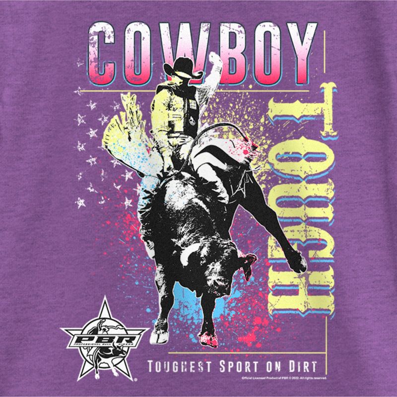 Girl's Professional Bull Riders Cowboy Tough Colorful T-Shirt, 2 of 5