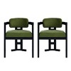 Indoor Wooden Kitchen Dining Chairs Set Of 2,Velvet Fabric Upholstered Dining Chair,Armrests Dining Chair With Wood Frame-Cuddlewood - 3 of 4