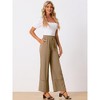Allegra K Women's Casual Loose High Waist Drawstring Wide Leg Palazzo Pants with Pockets - 2 of 4