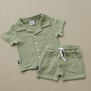 Kids Clay Camp Shirt Linen Short Set - Olive + Scout - 1 of 4