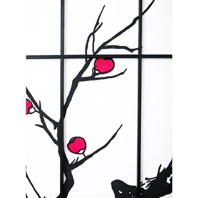 Black 6-Panel Plum Blossom Shoji Room Divider