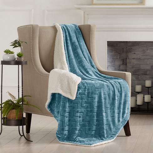 50 x 60 Teal Blue Reversible Ultra Plush Soft & Warm Sherpa Throw Blanket 