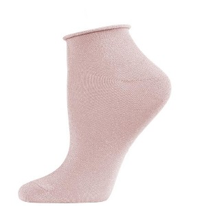 Memoi Women's Shimmer Roll Top Shortie Socks - 1 of 4