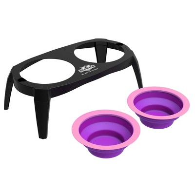 Pink Elevated Cat and Dog Food Bowl Stand with Non-Slip Base