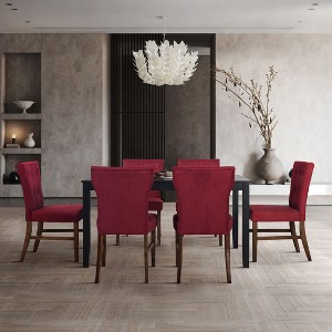 ChaletPosh 7 Pieces Dining Set with Linen Cover Dining Chair - 1 of 4