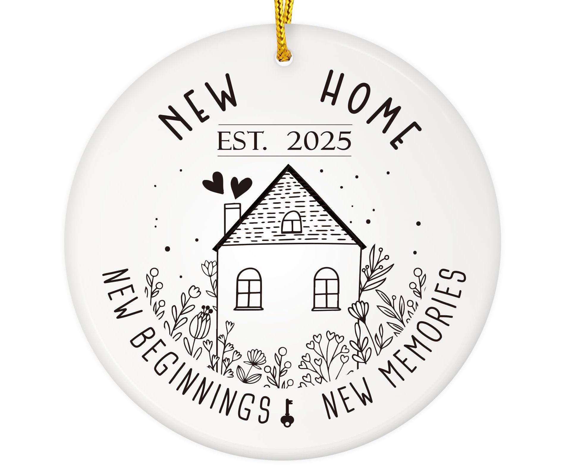 New Home Christmas Ornament 2025-3'' Ceramic New House Ornament New Beginning House Warming Gifts Presents for Women Couple