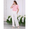 INSPIRE CHIC Women's 2025 Point Collar Button Decor Ribbed Short Sleeve Knit Tops - 3 of 4