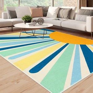 Area Rug, Machine Washable Colorful Area, Non Slip  Indoor Non-Slip Carpet, Modern Minimalist Front Door Mat - 1 of 4