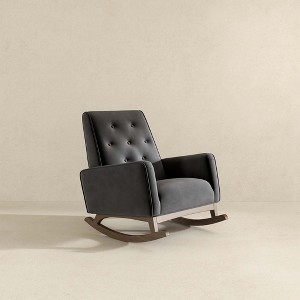 Kumasinova Elegant Tufted Accent Rocking Chair with Solid Wood Frame,Nursery Rocker Glider Chair for Living Room&Bedroom,300lbs Max - 1 of 4