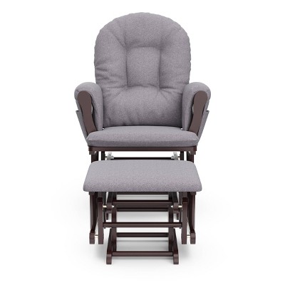 Storkcraft Brandclub Storkcraft Hoop Glider Nursery Rocking Chair and Ottoman Espresso Frame Slate Gray Swirl Fabric